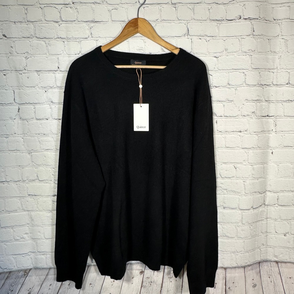 Quince Mongolian Cashmere Crewneck Sweater Black XXL LB56150-STIEC01-27190